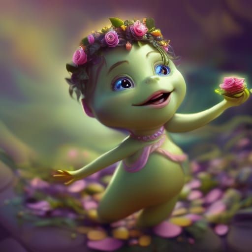 Frog Prince with Rose in Detailed 3D Rendering