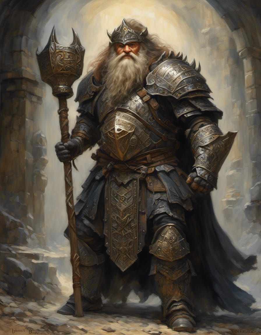 Epic Dwarven Warrior in Runed Armor