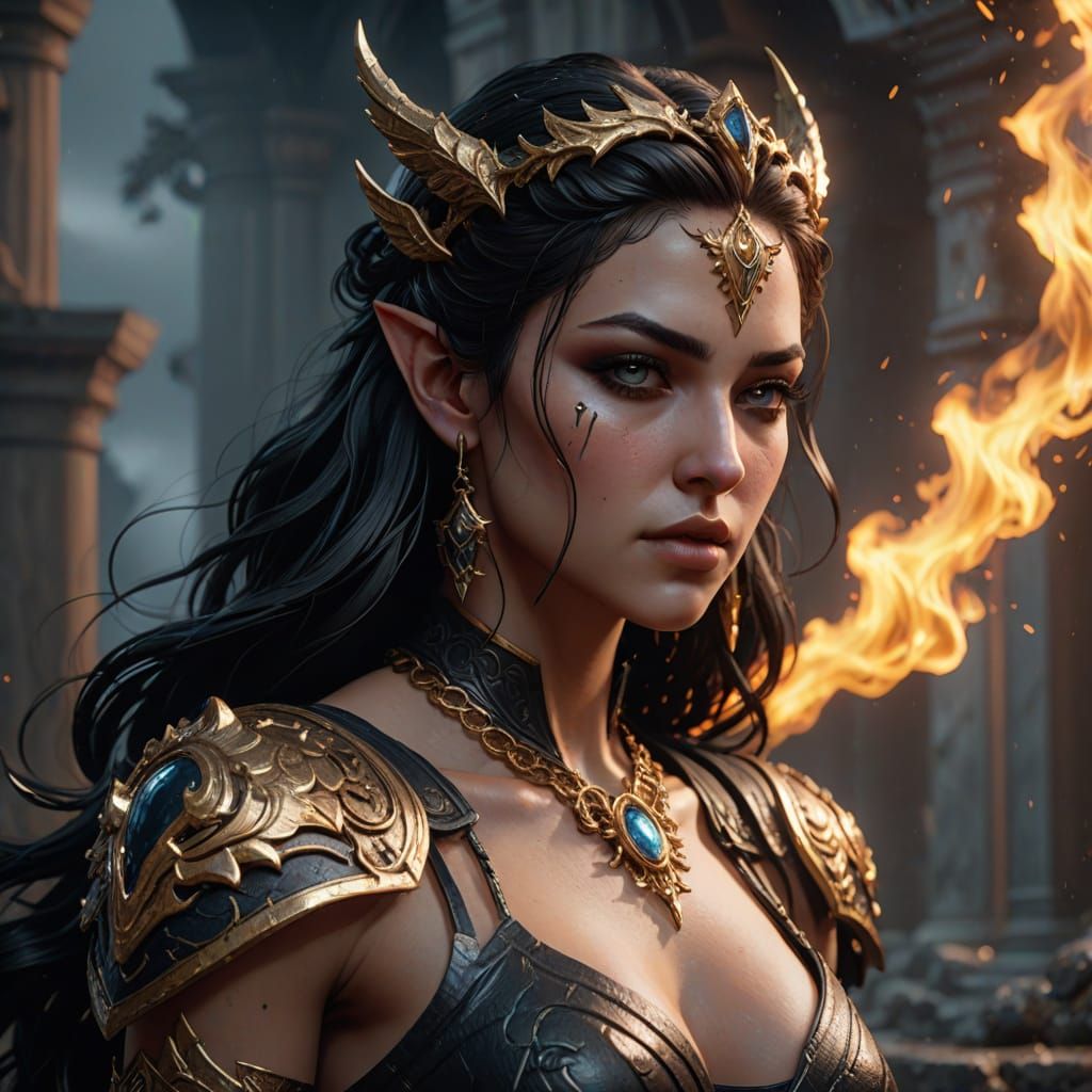 Nyxen: Goddess of Night Reimagined in Neon Digital Splendor