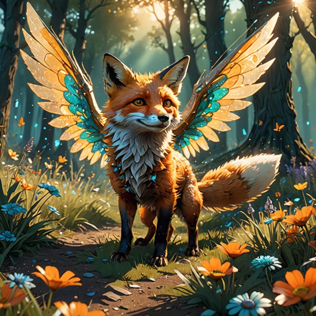 small fox with wings