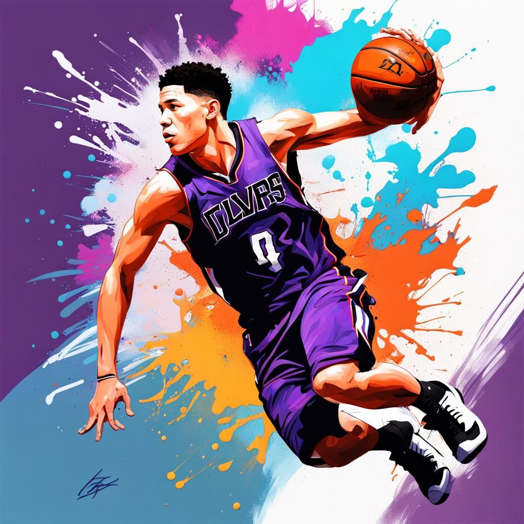 Devin Booker Graffiti Art Basketball Portrait