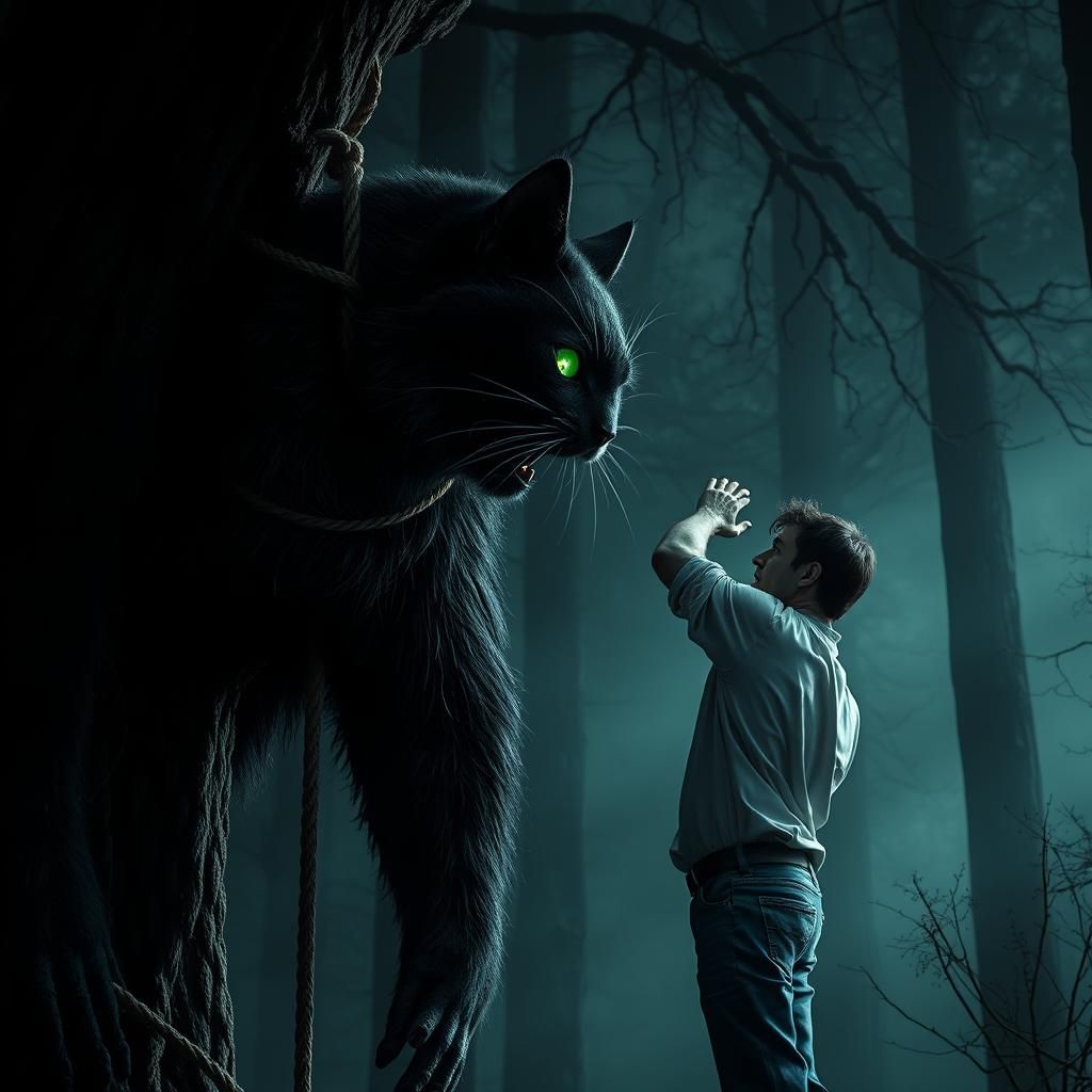 Eldritch Horror: Man Confronts Furred Cat Creature