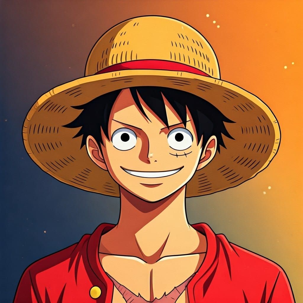 Anime-Style Straw Hat Pirate in Confident Stance