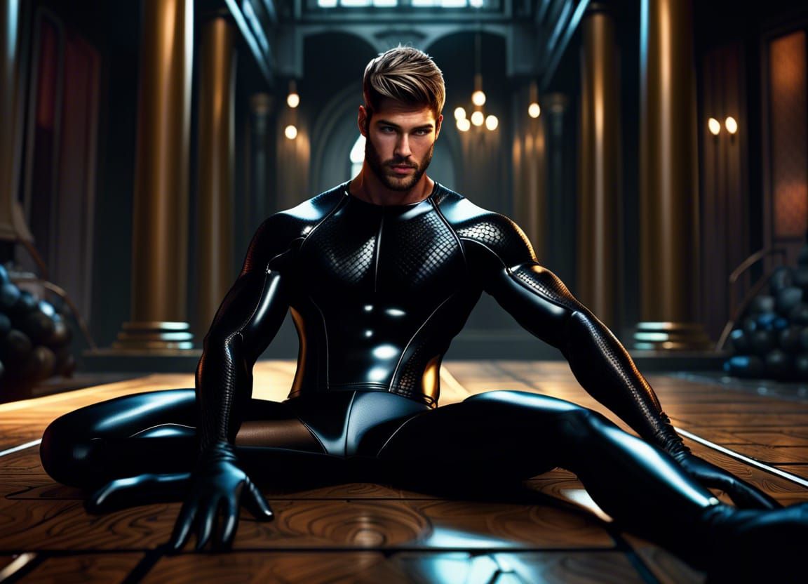 Muscular Man in Wetsuit, Detailed Fantasy Concept Art