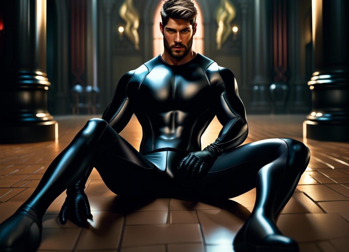 Muscled Man in Wetsuit: Detailed Matte Painting