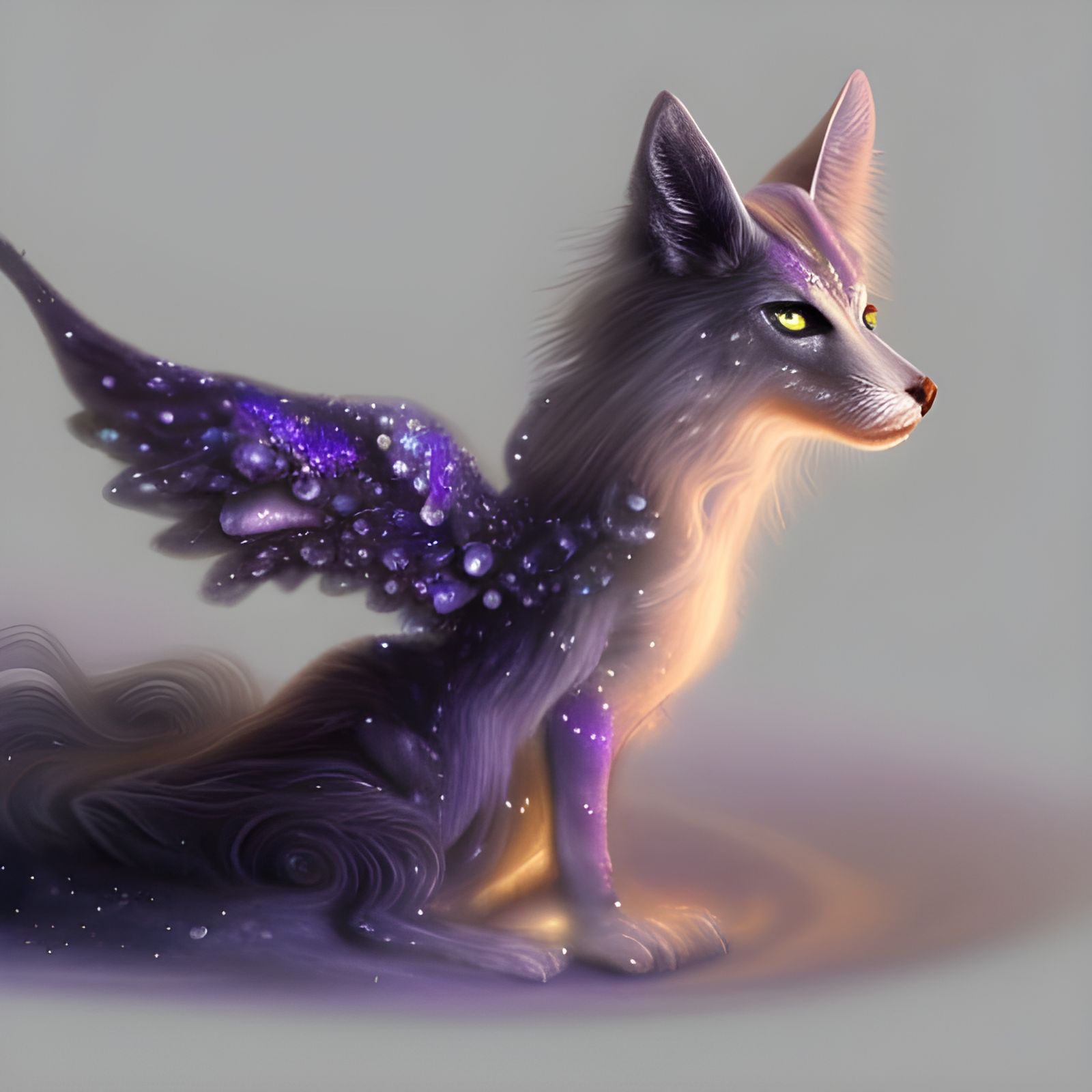 Gothic Fantasy Fox with Diamonds and Gemstones