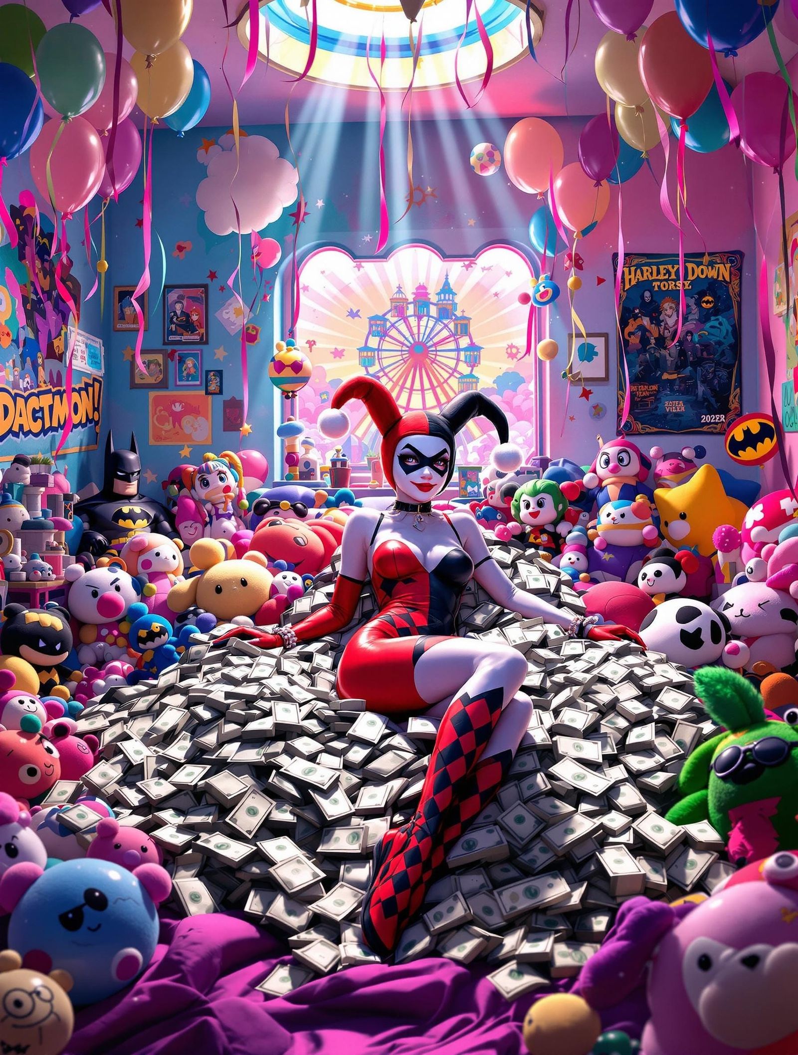 Harley Quinn's Whimsical Wonderland in Vibrant Colors