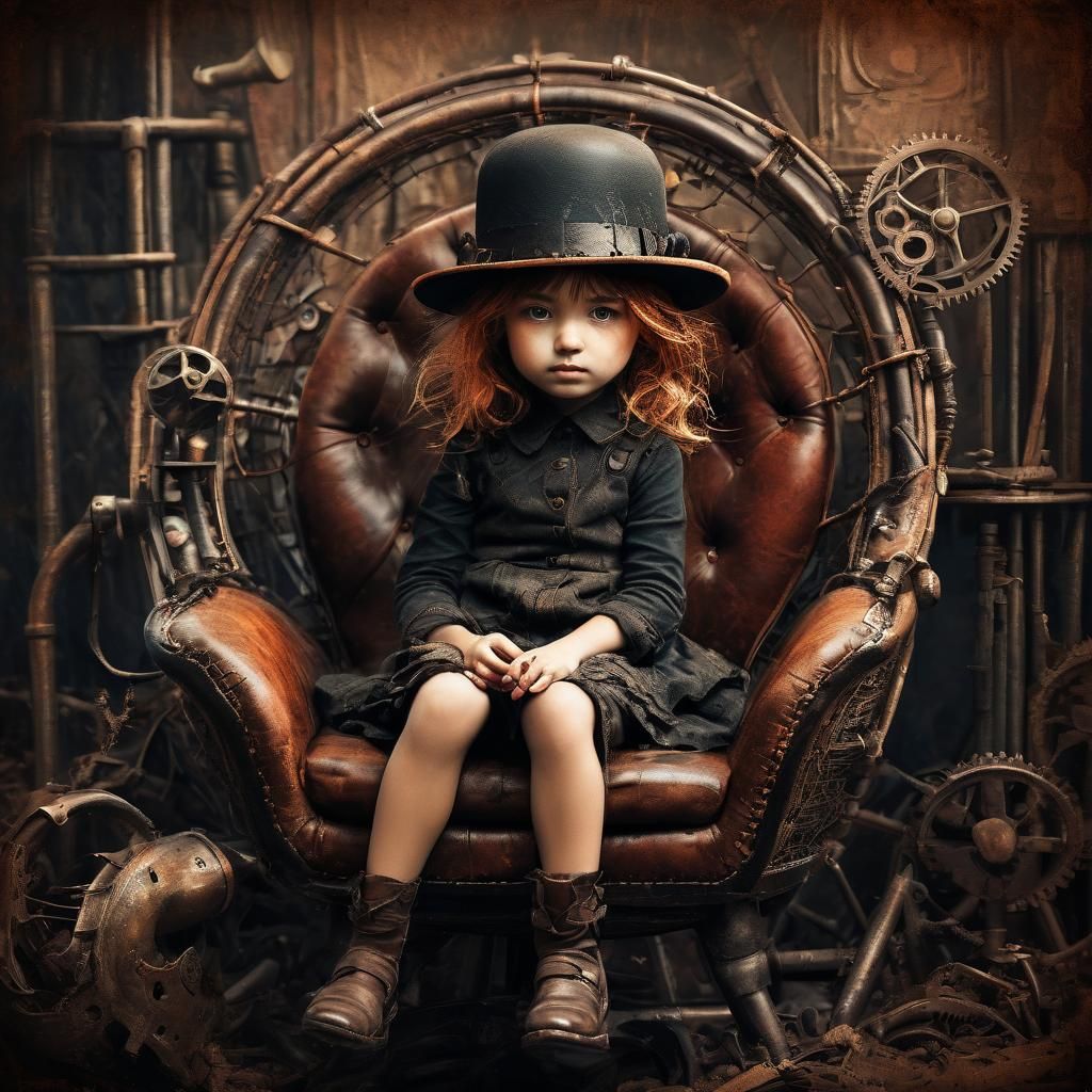 Steampunk Girl in Bowler Hat Illustration