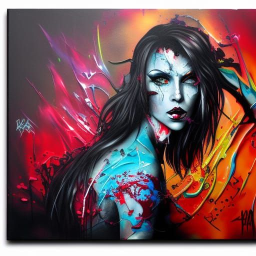Liliana Necromancer Queen in Graffiti Art Style