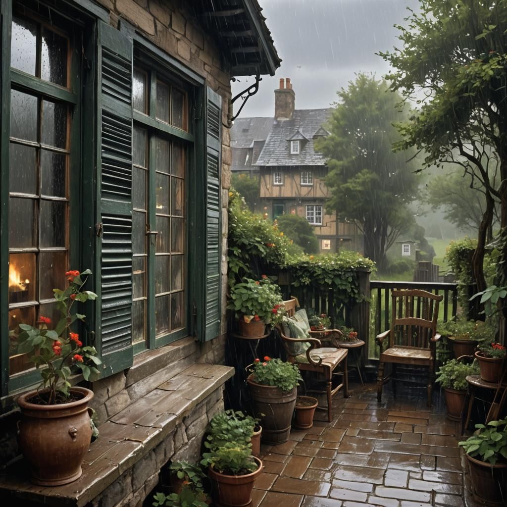Cozy Cottage Hearth on a Stormy Night