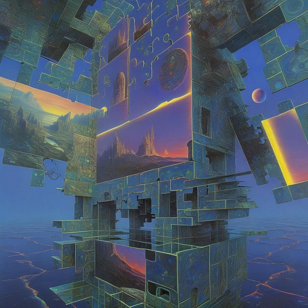 Surreal Cubist Tessellation Inspired by Beksiński and Monet