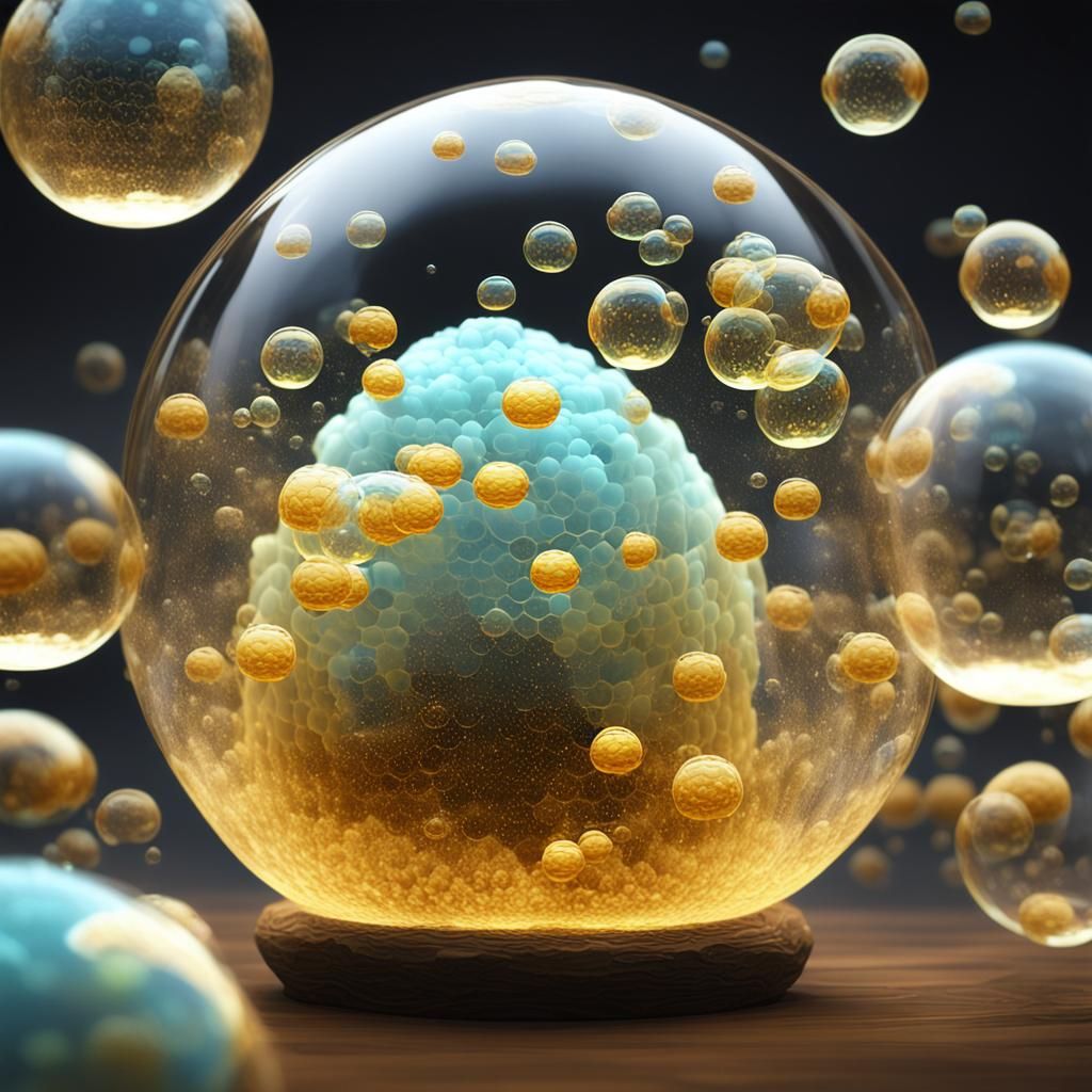 Transparent Soap Bubble Honeycomb in Glass Ball