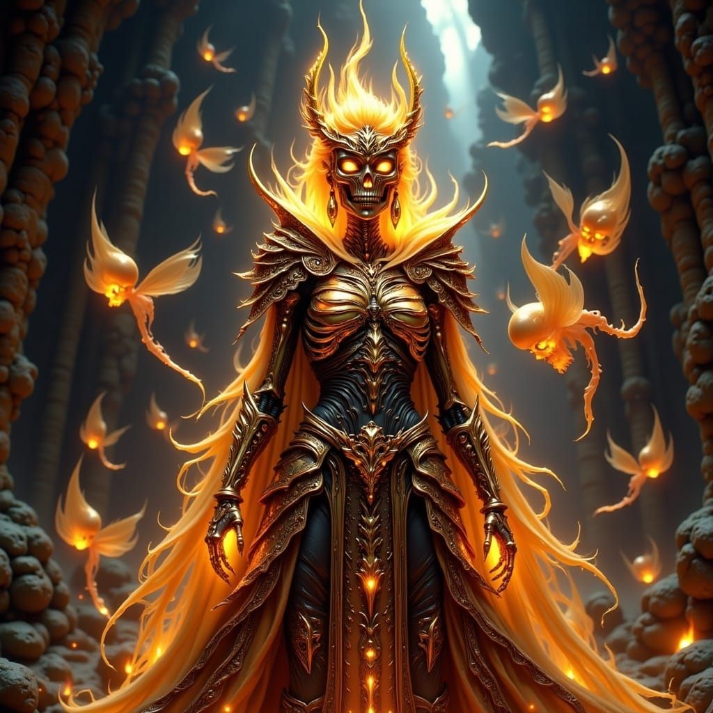 Fire Skeleton Queen in Golden Armor