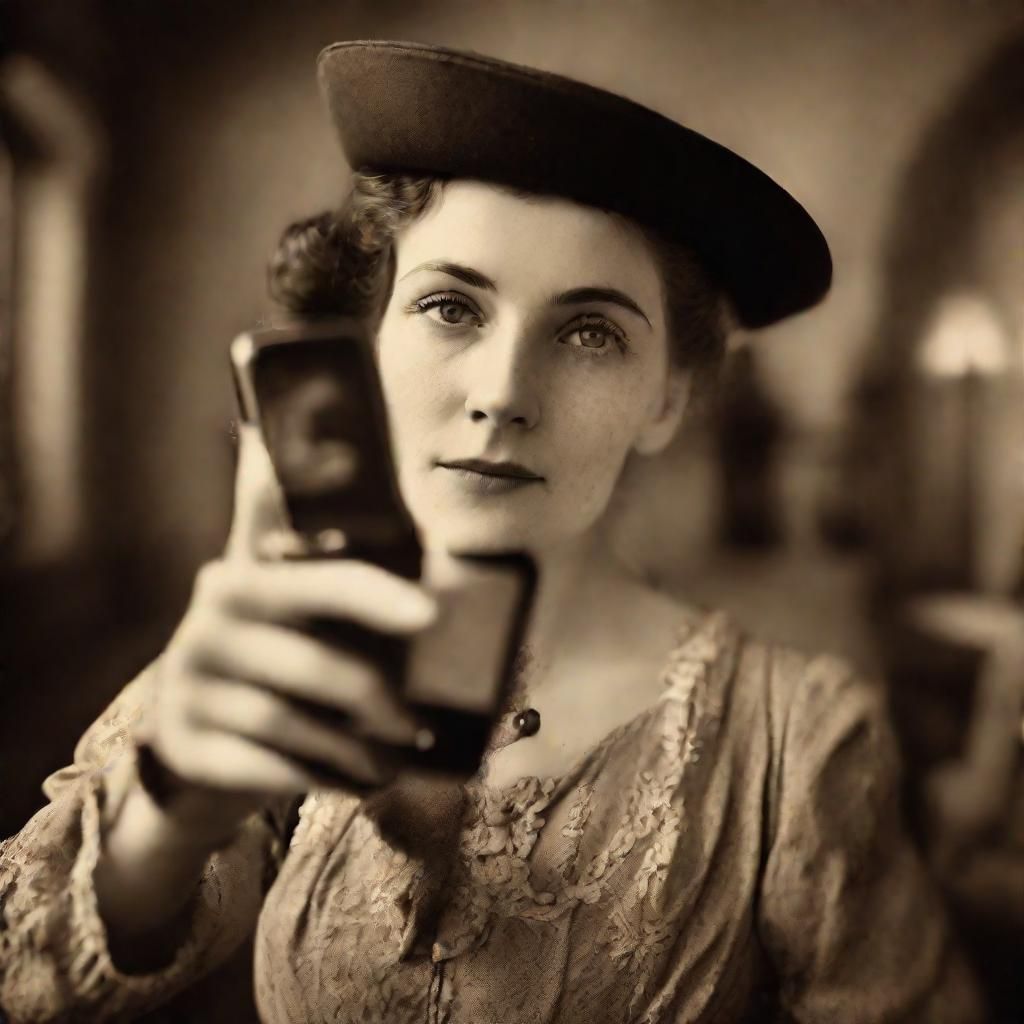 19th Century Woman Takes a Selfie