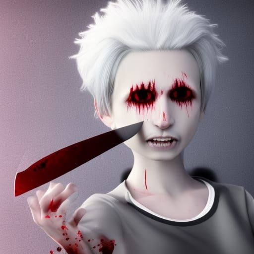 Creepy Girl with Knife in Unreal Engine Style