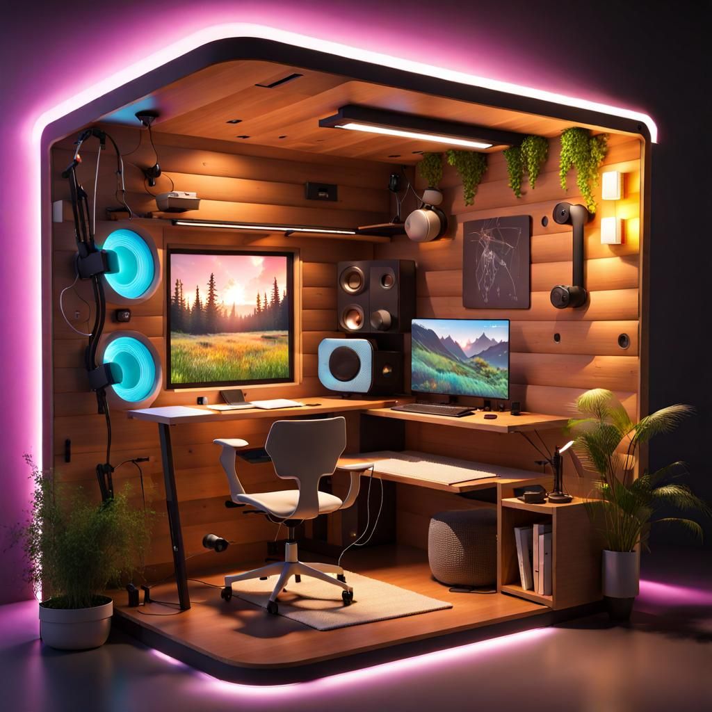 Tiny House Gaming Room with Ambient Lighting