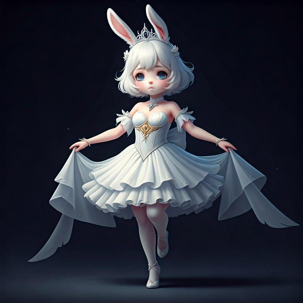 Dancing Bunnygirl in White: 3D Anime Art