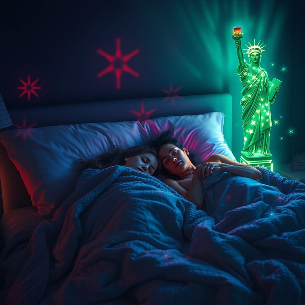 Dreamy Bedroom Scene with Liberty Lamp