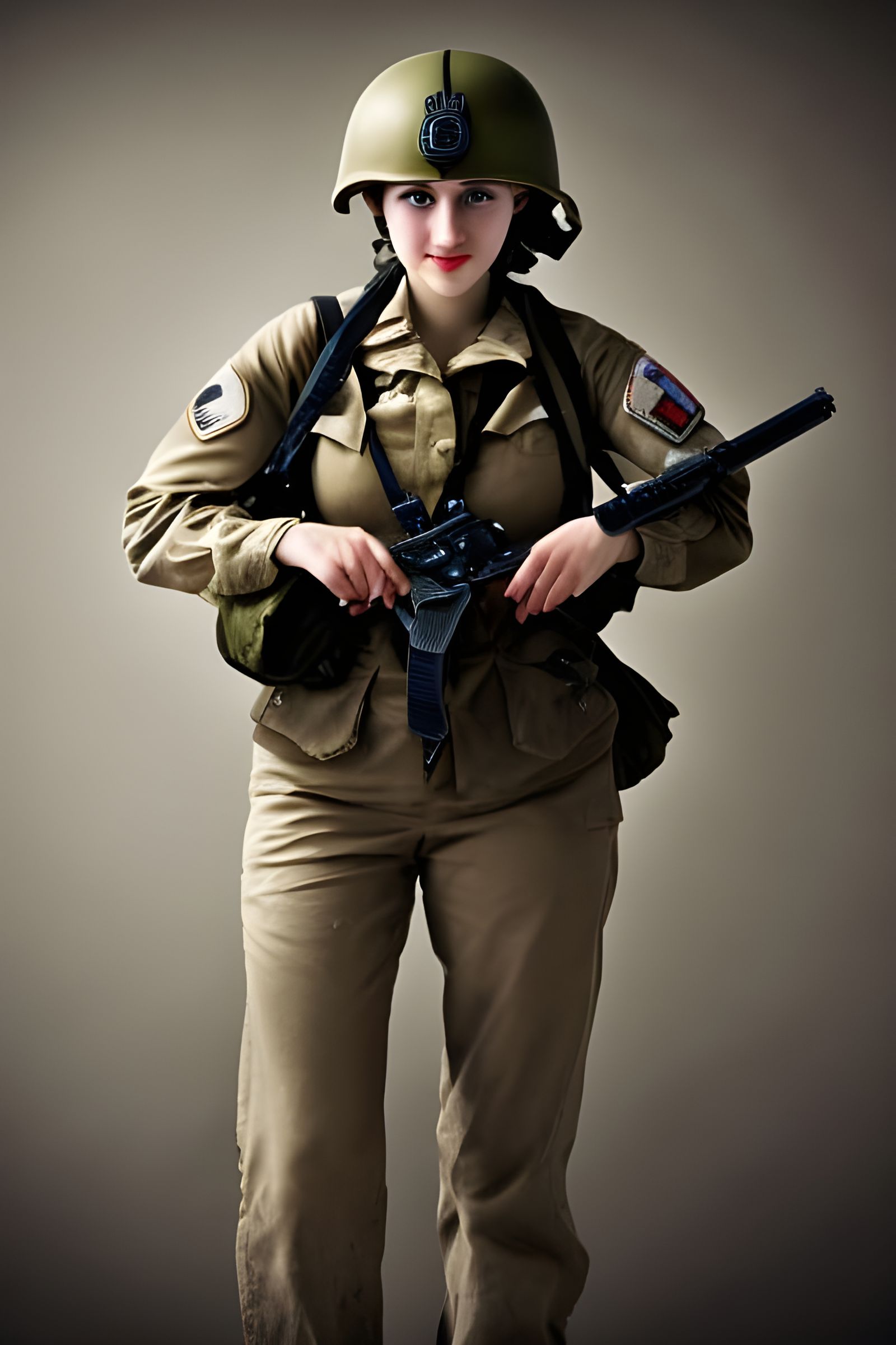 WWII American Woman Soldier in Hyperrealistic Style