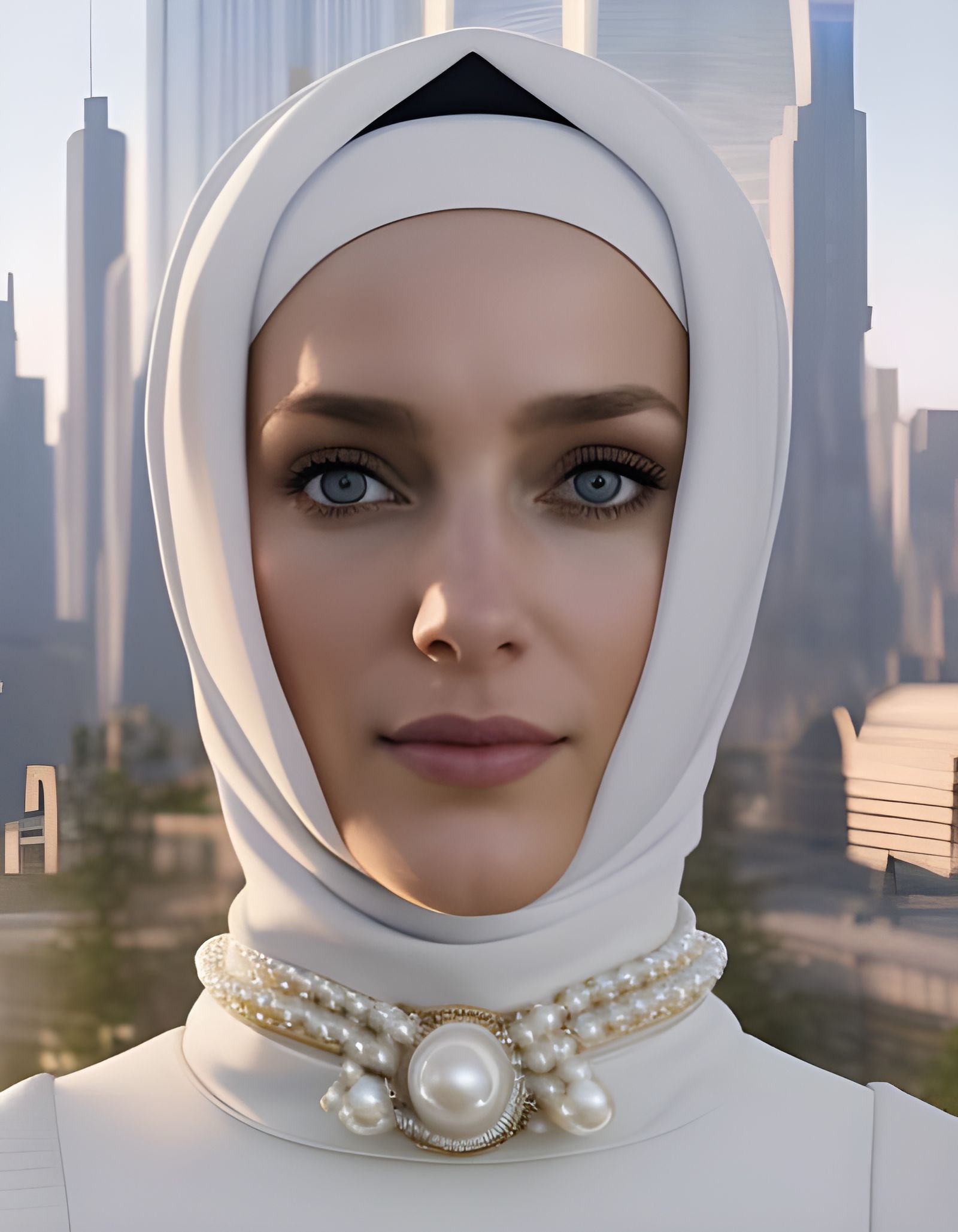 Beautiful Woman in Hijab Portrait, Hyperdetailed Art