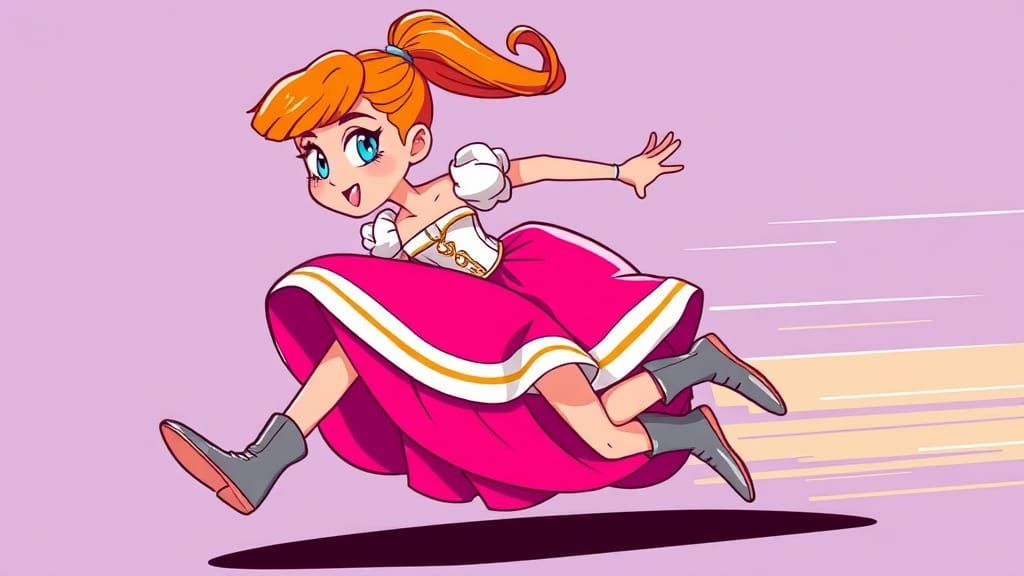 Speedy Cartoon Princess in Vibrant Motion