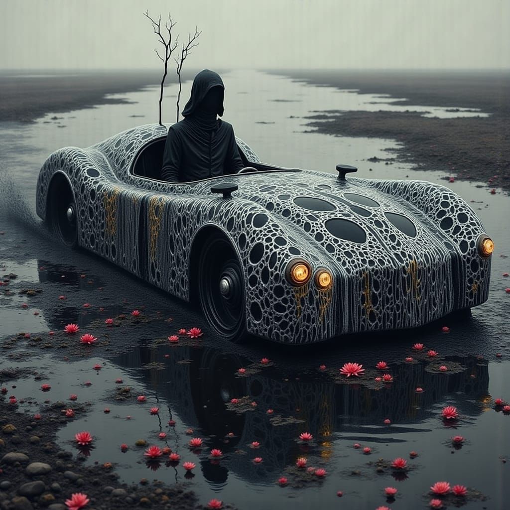 Steampunk Car Made of Rorschach Ink Blots
