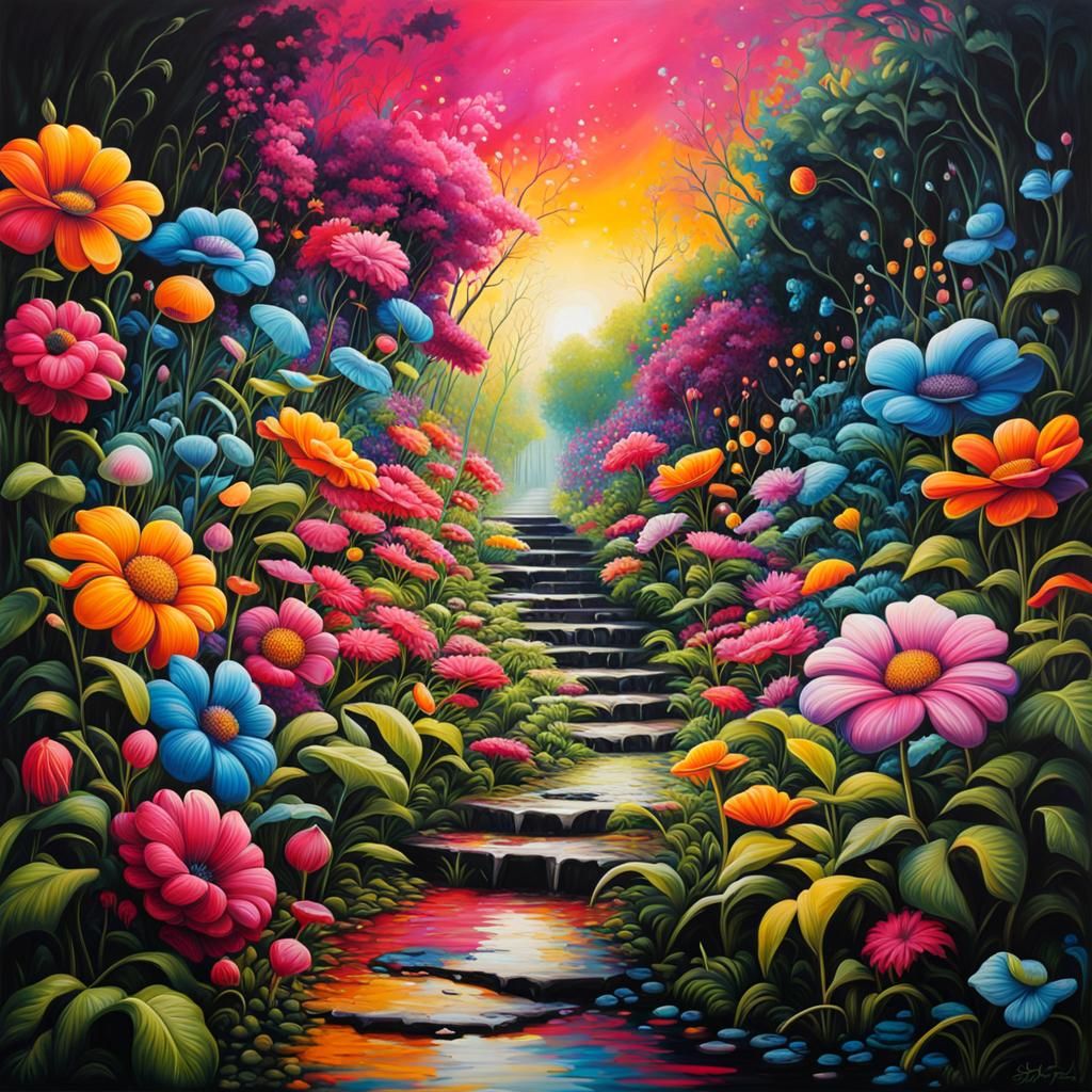 Colorful Graffiti Art of a Secret Flower Garden