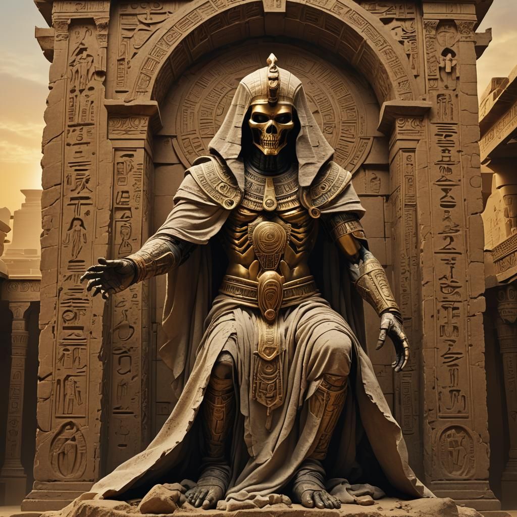 Ancient Vampire in Egyptian Temple, Digital Art