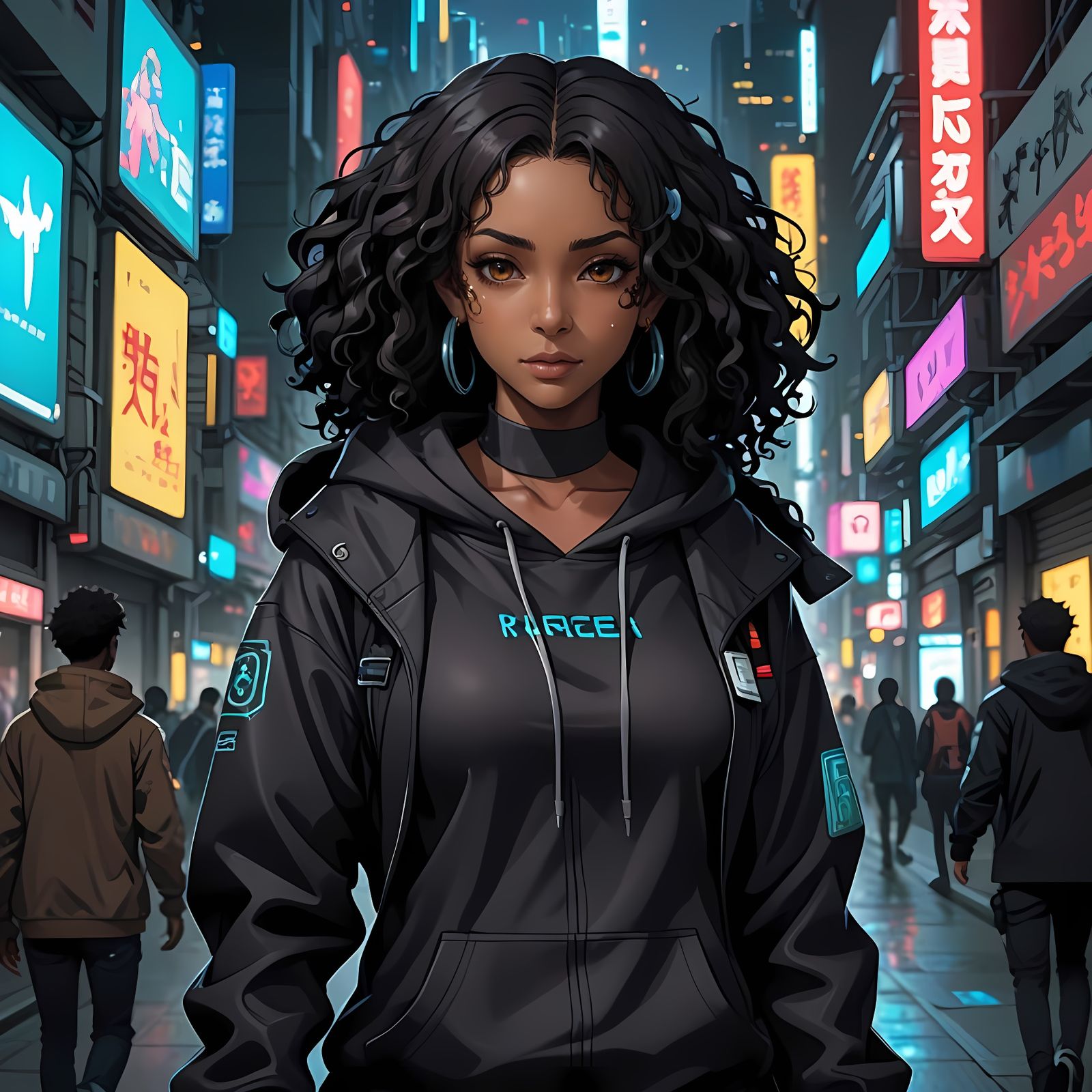 Cyberpunk Physician in Kawaii Anime Style