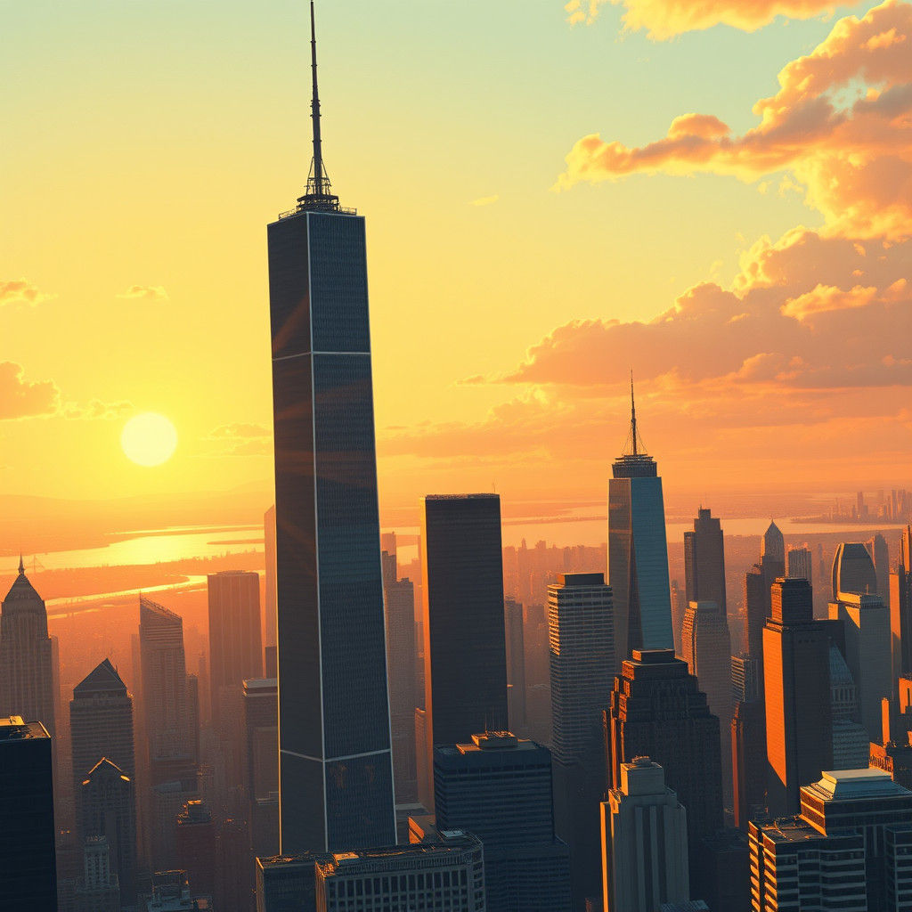 World Trade Center Towers in Hyper-Realistic Illustration