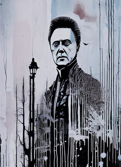 Sinister Double Exposure Portrait of Christopher Walken