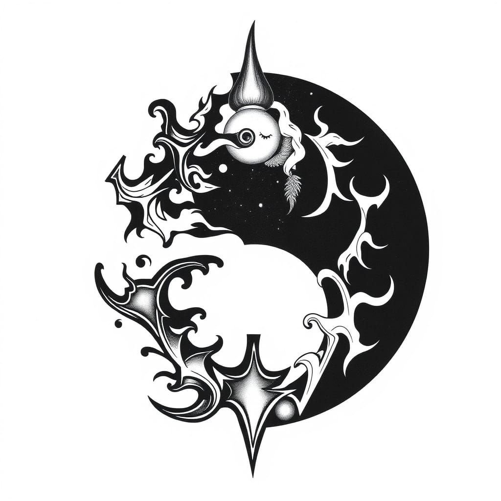 Yin Yang Flash Tattoo Sheet Designs