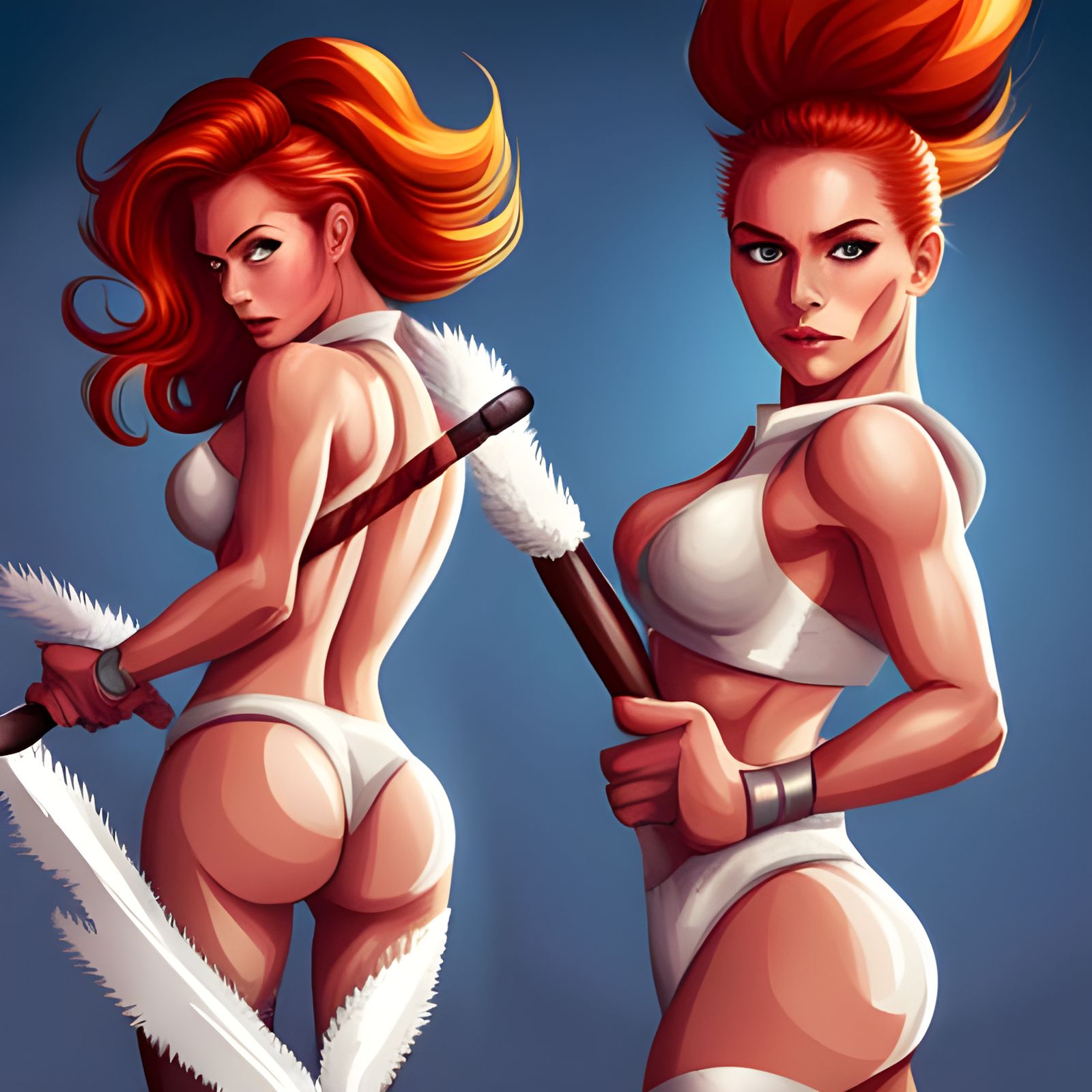 Redheaded Warrior Woman with Sword