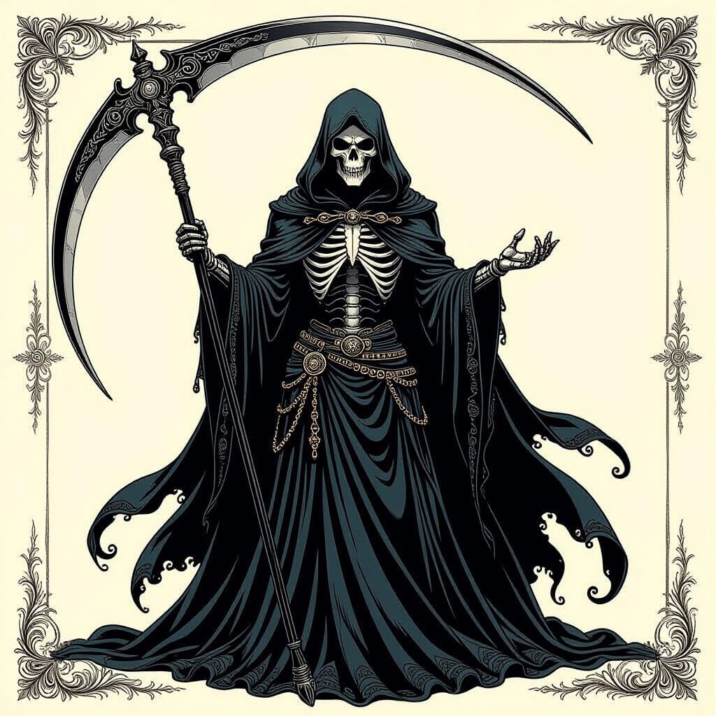 Victorian Grim Reaper in Jojo Manga Style