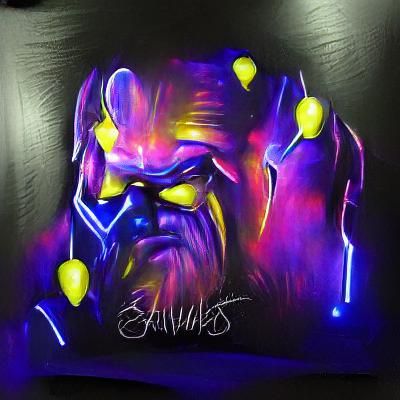 Glowing Neon Thanos Snap Detailed Painting