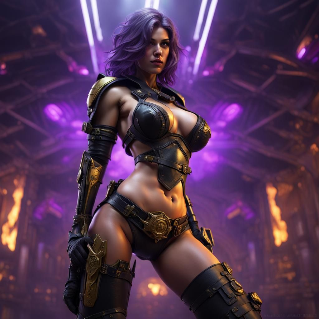 Sister of Battle in Leather Bikini: Dark Fantasy Art