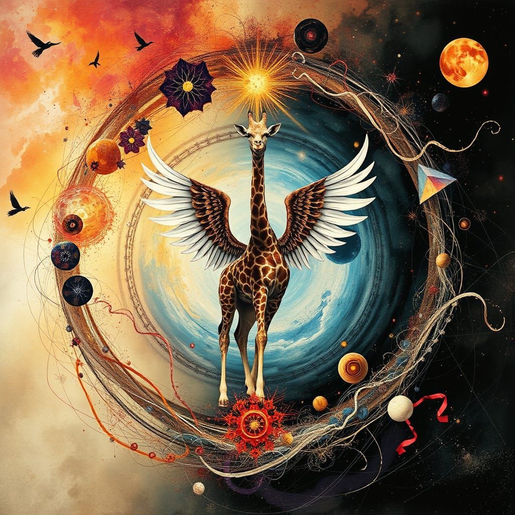 Epic Giraffe Battles Dark Forces in Vibrant, Dreamlike Lands...