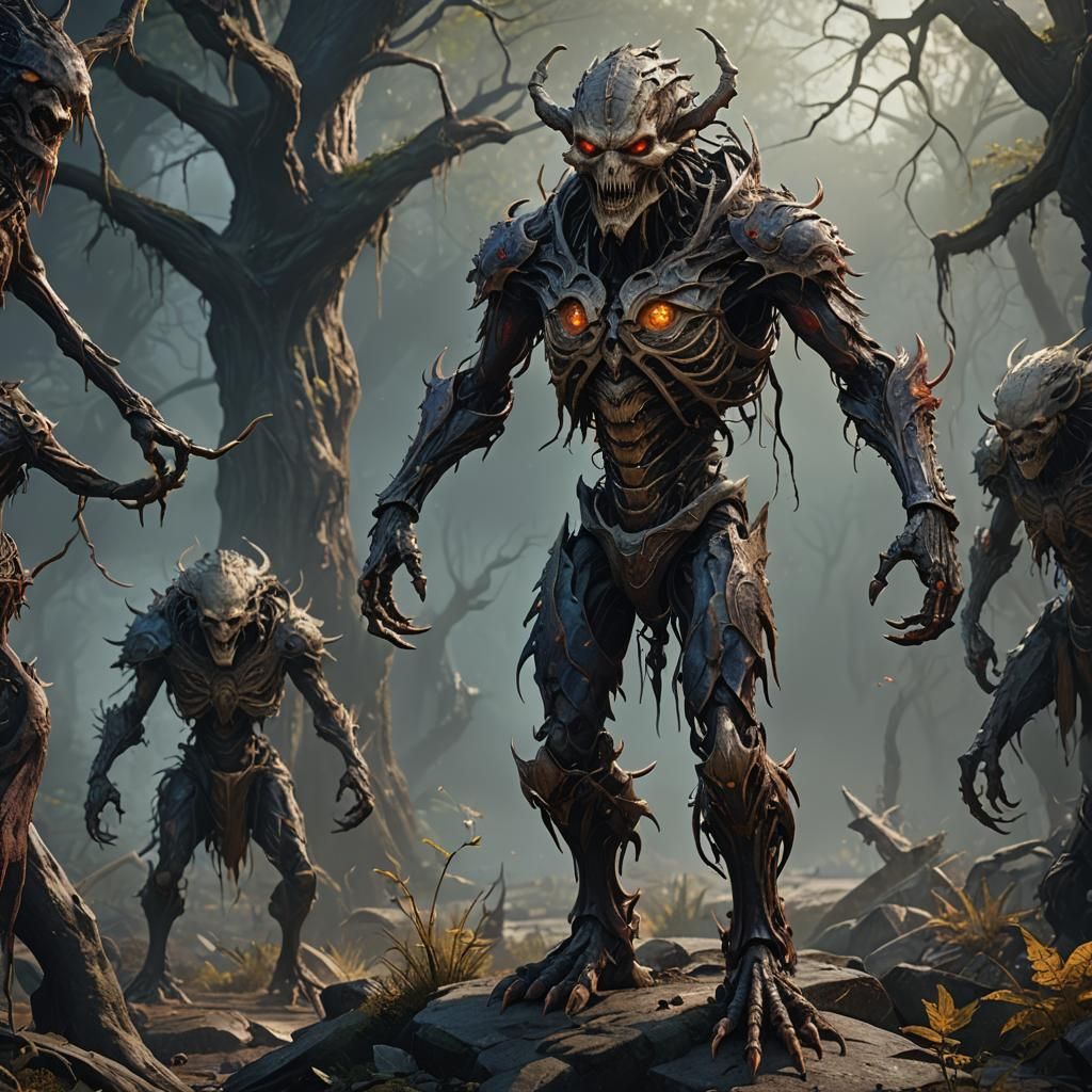 Scary Humanoid Creature in Detailed Matte Painting