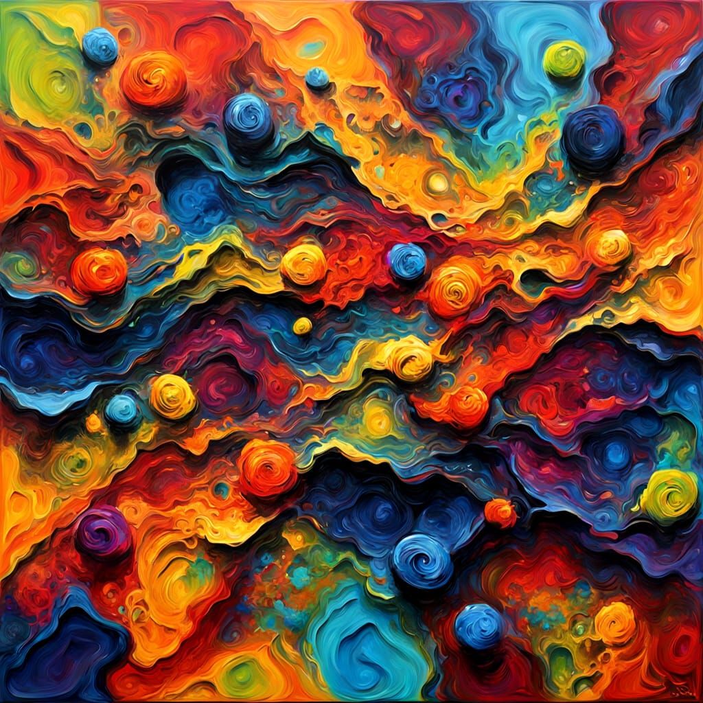 Abstract Colors 3D-Shading Impasto Acrylic