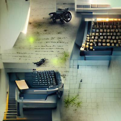 Typewriter Amidst Zombie Infested Police Station