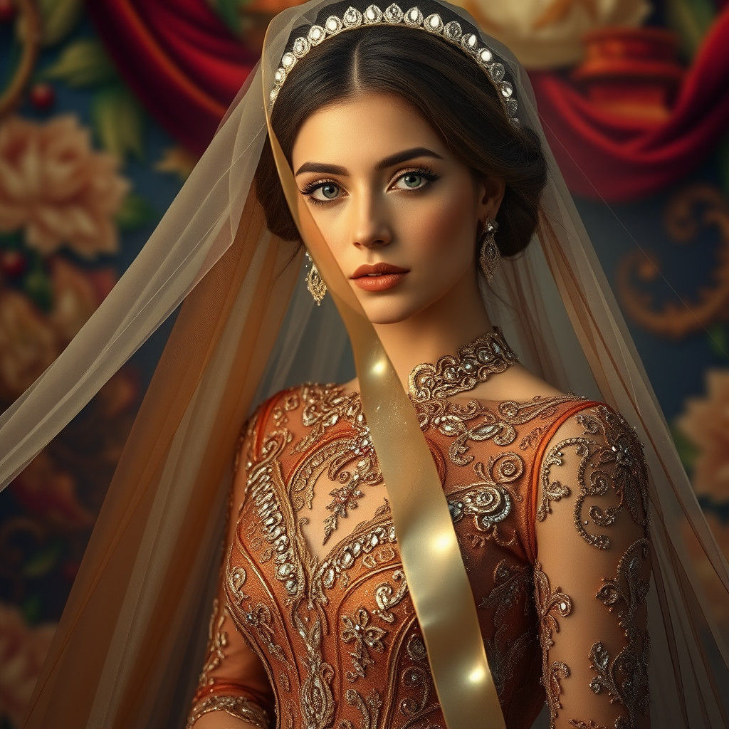 Bride in Brown Gown with LED Veil, Splash Art
