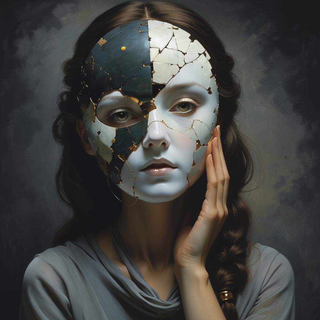 Surreal Portrait in Style of Klimt and Freud