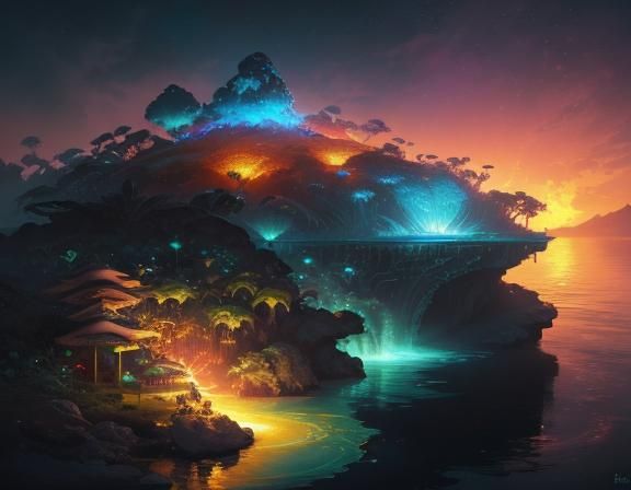 Biopunk Hacker at Futuristic Tropical Island Resort