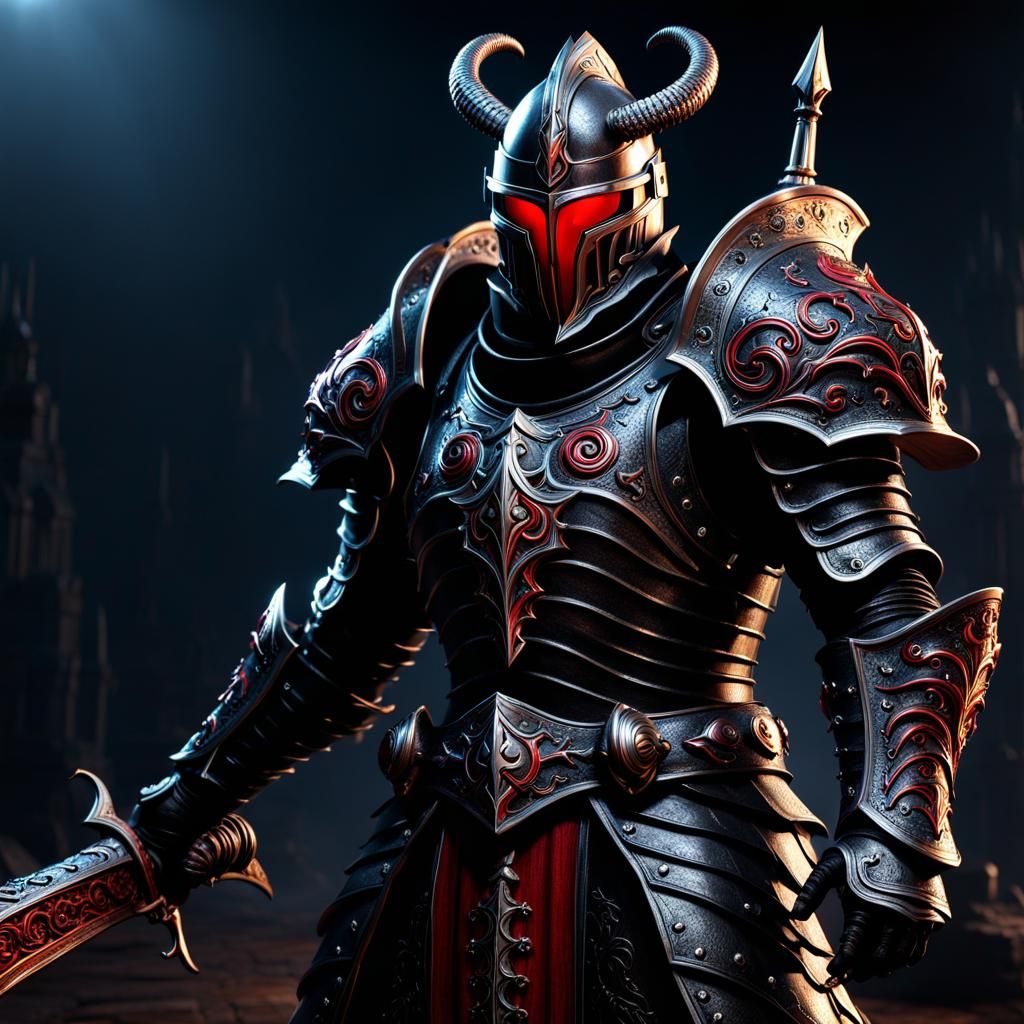 Gothic Knight with Tentacles in Dark Fantasy Style