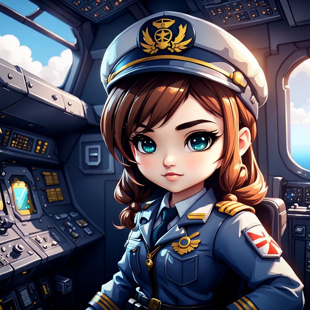 Chibi girl plane pilot