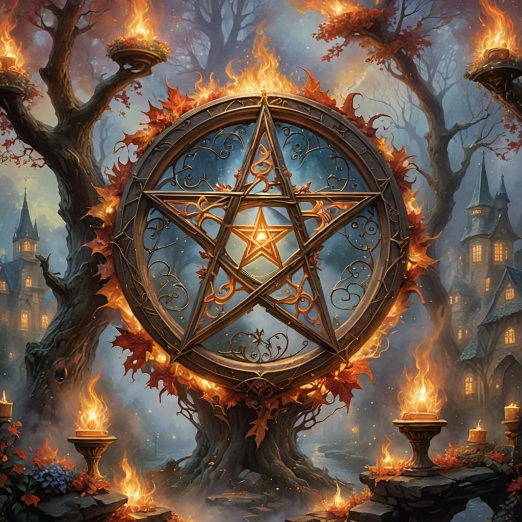 Flaming Pentacle in Ethereal Fantasy Style