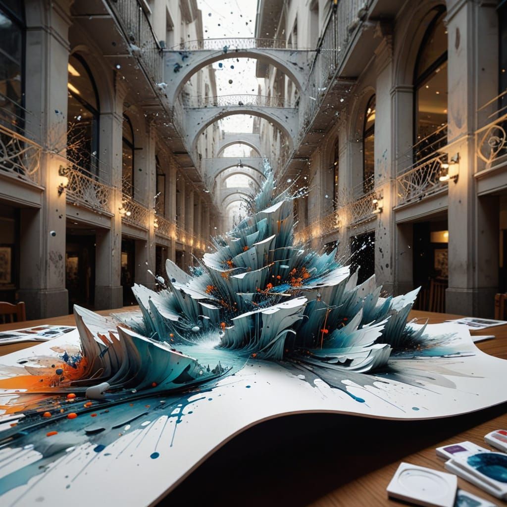 Abstract Optical Illusion with Polka Dots in Watercolour