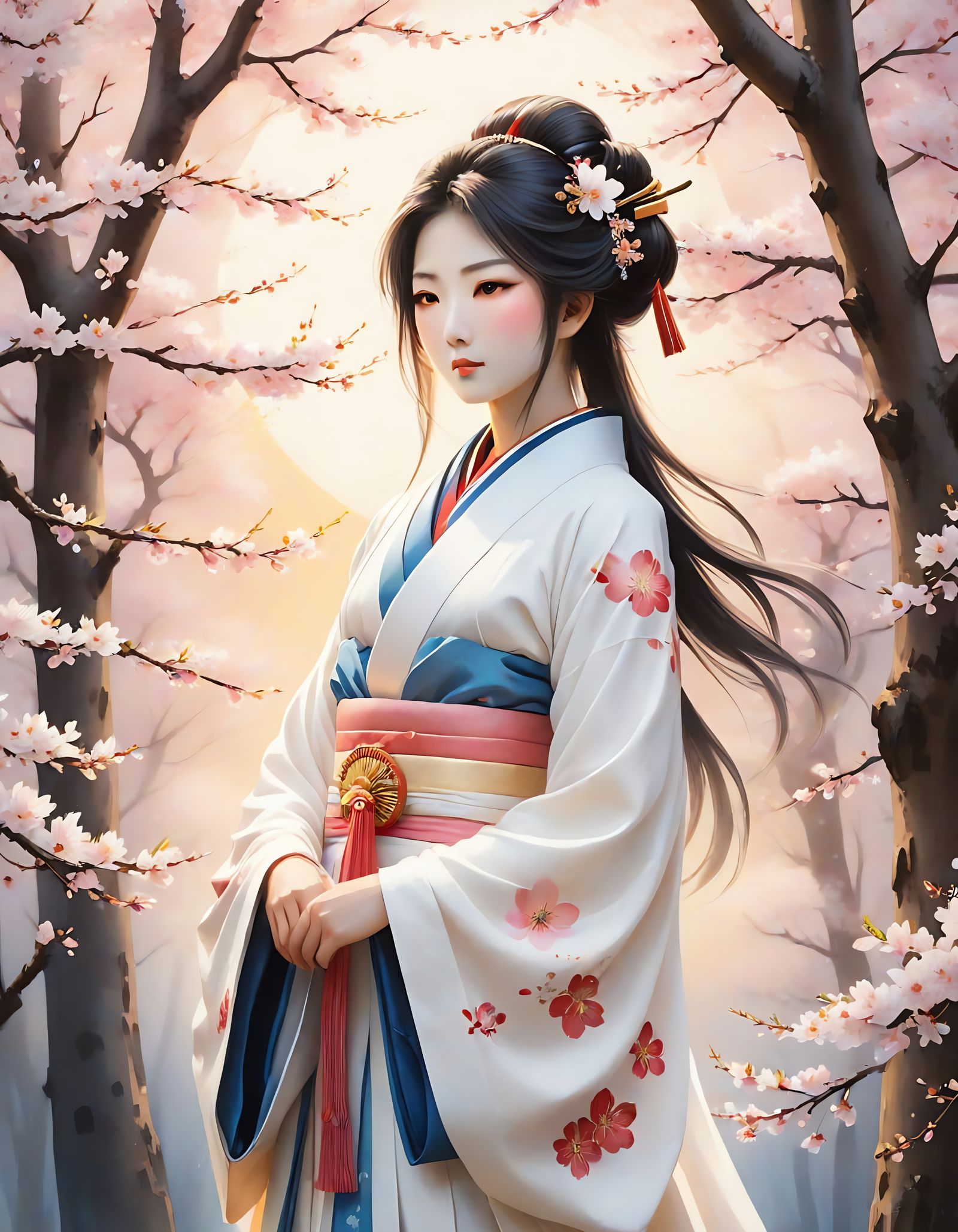 Ethereal Amaterasu Goddess in Japanese Watercolor