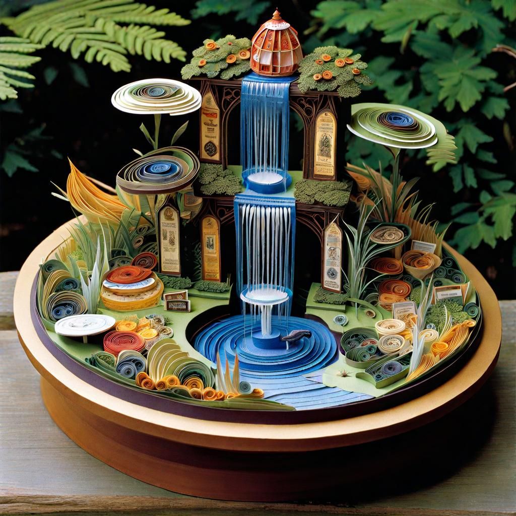Recycled Paper 3D Water Fountain