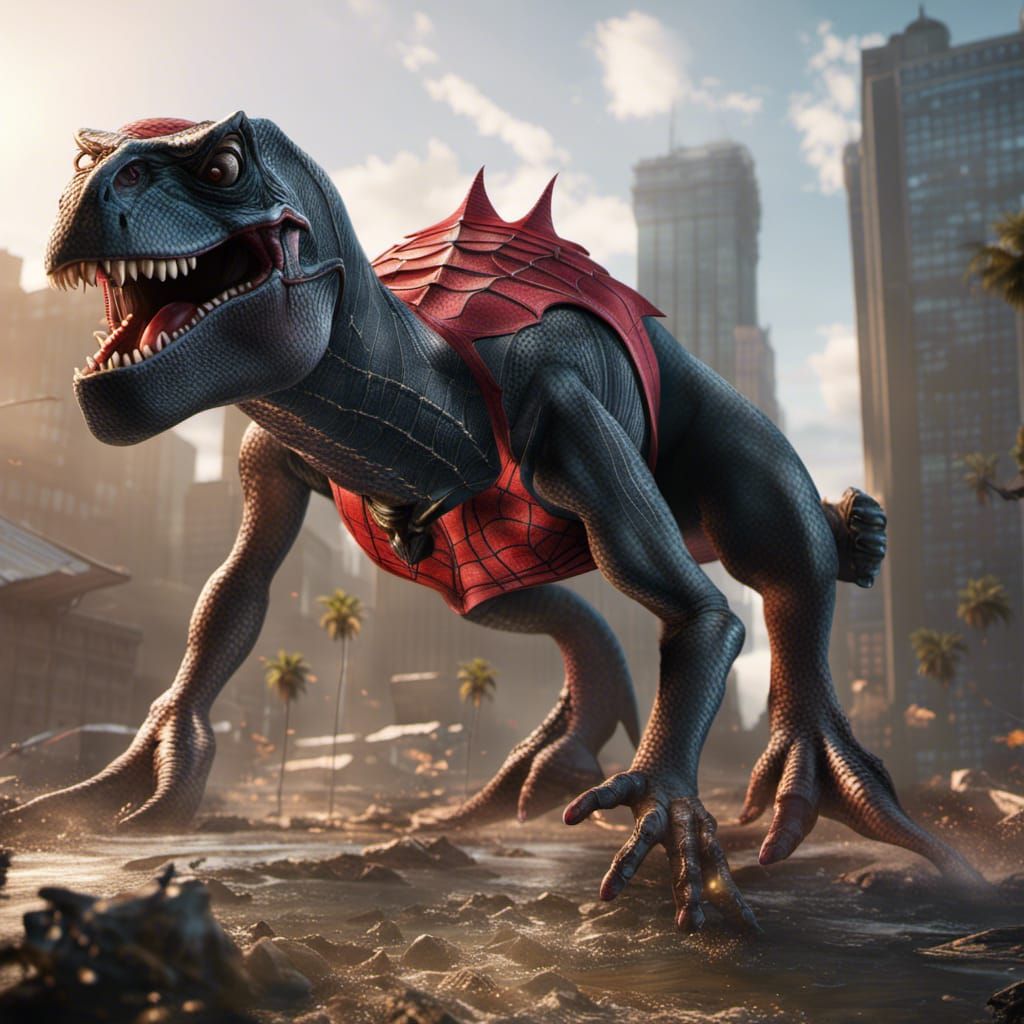 Dinosaur Spiderman Concept Art in 8K